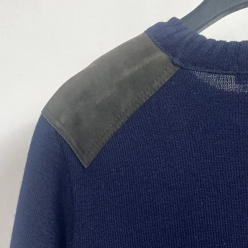 [BUNJANG] Burberry Commando Leather Wool Round Knit / 버버리 코만도 레더 울 라운드 니트 (on.582)