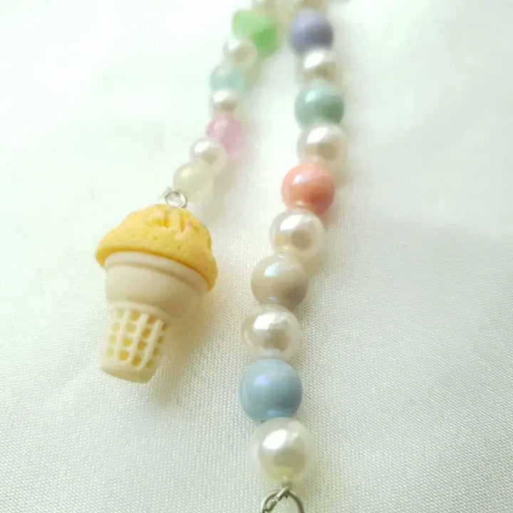 [BUNJANG] Pastel Ice Cream Macaron Pearl Keyring Phone Strap / 파스텔 아이스크림 마카롱 진주 키링 폰스트랩