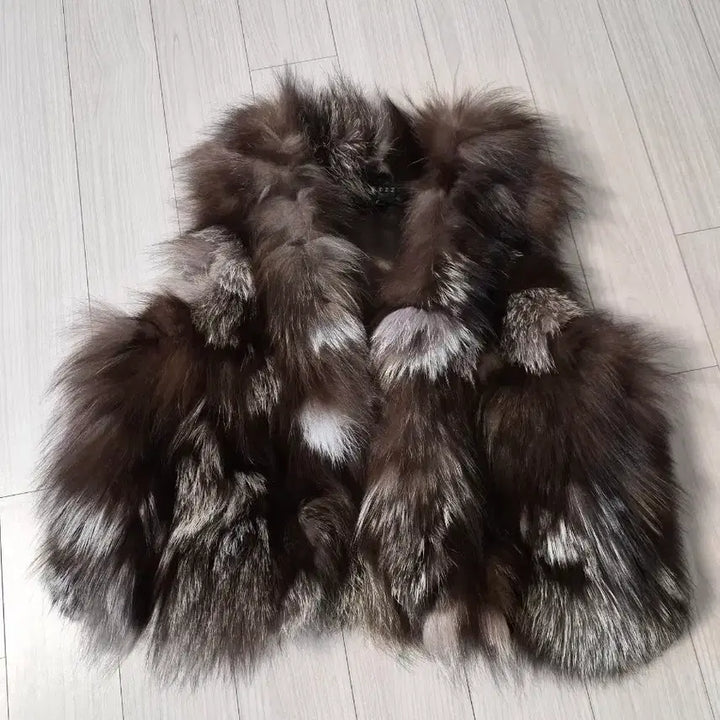 [BUNJANG] Fox Fur Mix Color Vest / (천연/폭스) 믹스 배색 퍼 베스트 / 조끼 판매합니다 (거의 새것)