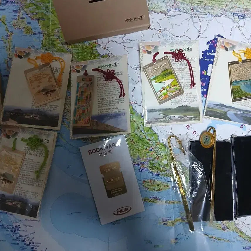 [BUNJANG] HLB Gold Bookmark Set / ( 개인소장품 새제품  ) HLB 책갈피 손거울 (금색/골드) 10개