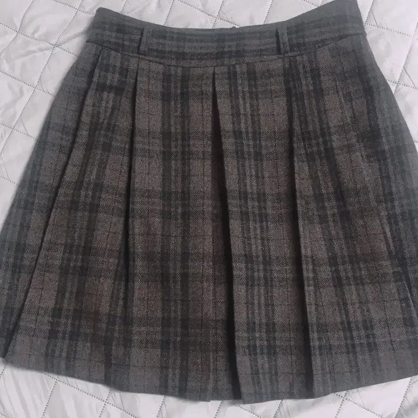 [BUNJANG] ATTRANGS Wool Check Pleated Skirt - Size L / 아뜨랑스 모직 체크 플리츠 스커트 L 에이블리 치마