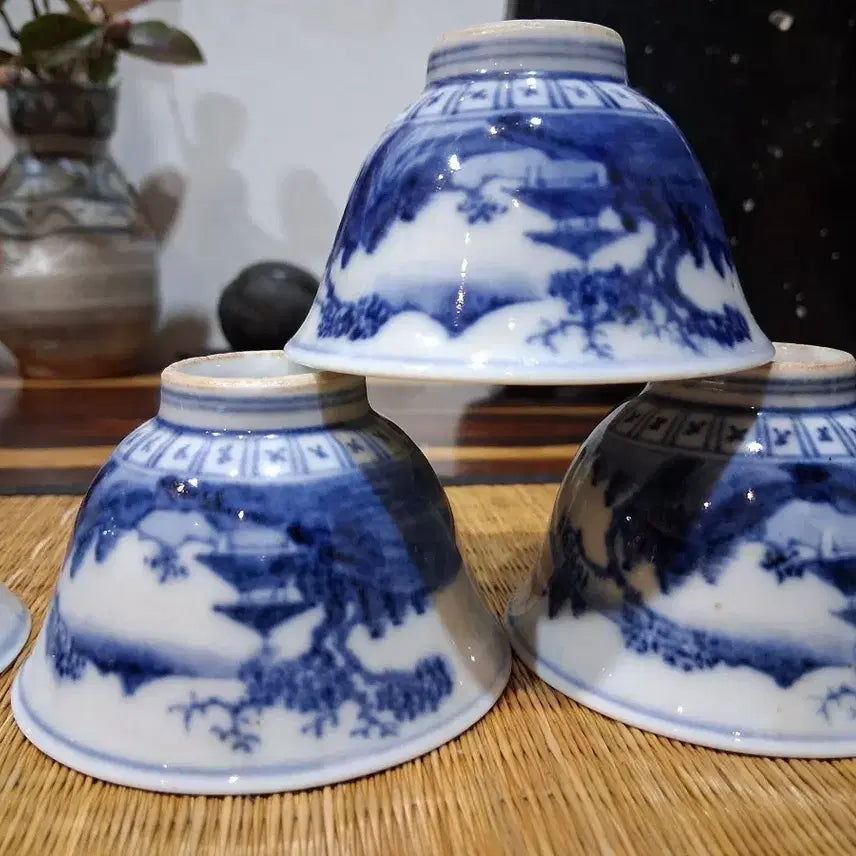[BUNJANG] Antique Celadon Porcelain Tea Cup Set / 염부청화골동 차잔 찻잔
