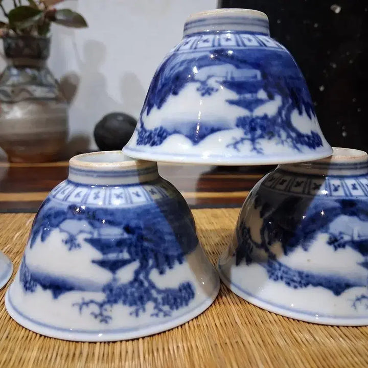 [BUNJANG] Antique Celadon Porcelain Tea Cup Set / 염부청화골동 차잔 찻잔