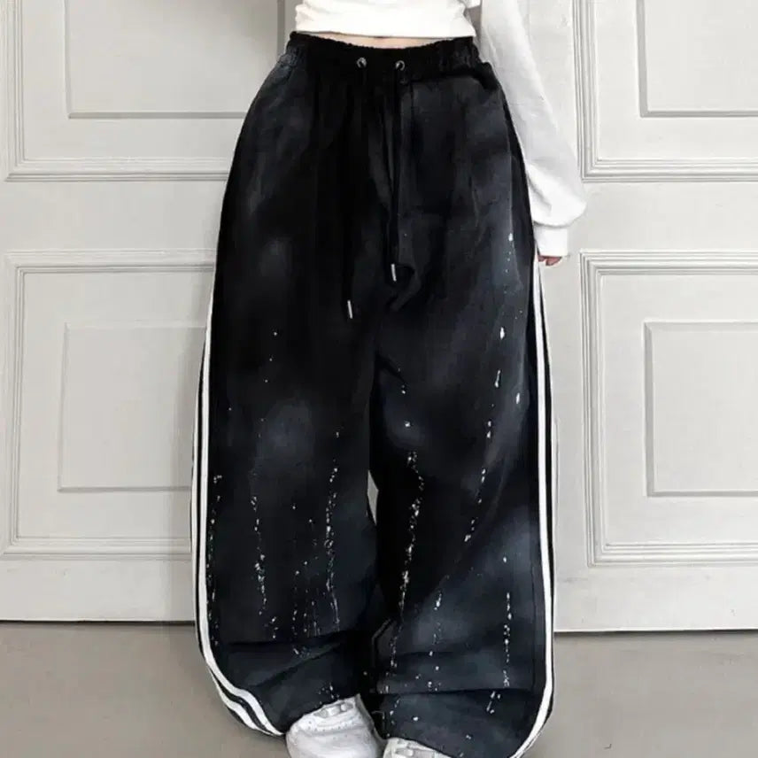 [BUNJANG] Vintage Denim Wide Balloon Pants / 마지막 가격 / 데님 와이드 펜츠 벌룬핏 / 페인팅 바지 빈티지