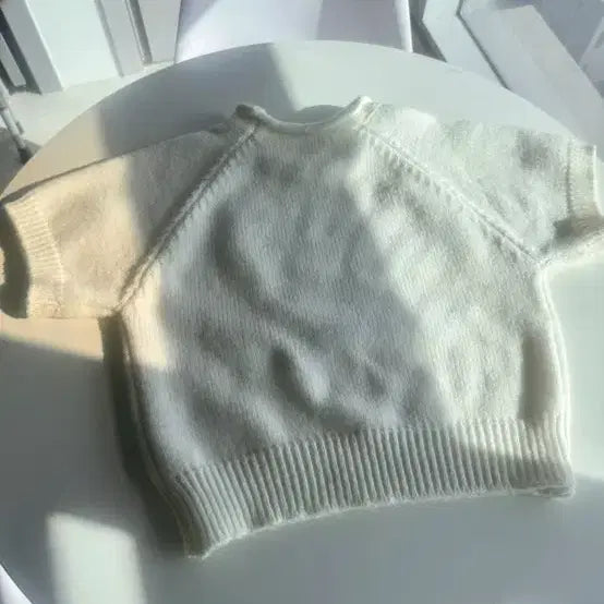 [BUNJANG] Unknown Brand Ribbon Knit Top / 귀여운 왕리본 반팔니트 S