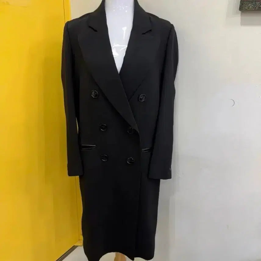 [BUNJANG] Time Postmodern Double Long Coat Black Classic Coat / 타임 포스트모던 더블 롱코트 블랙 55/클래식 코트