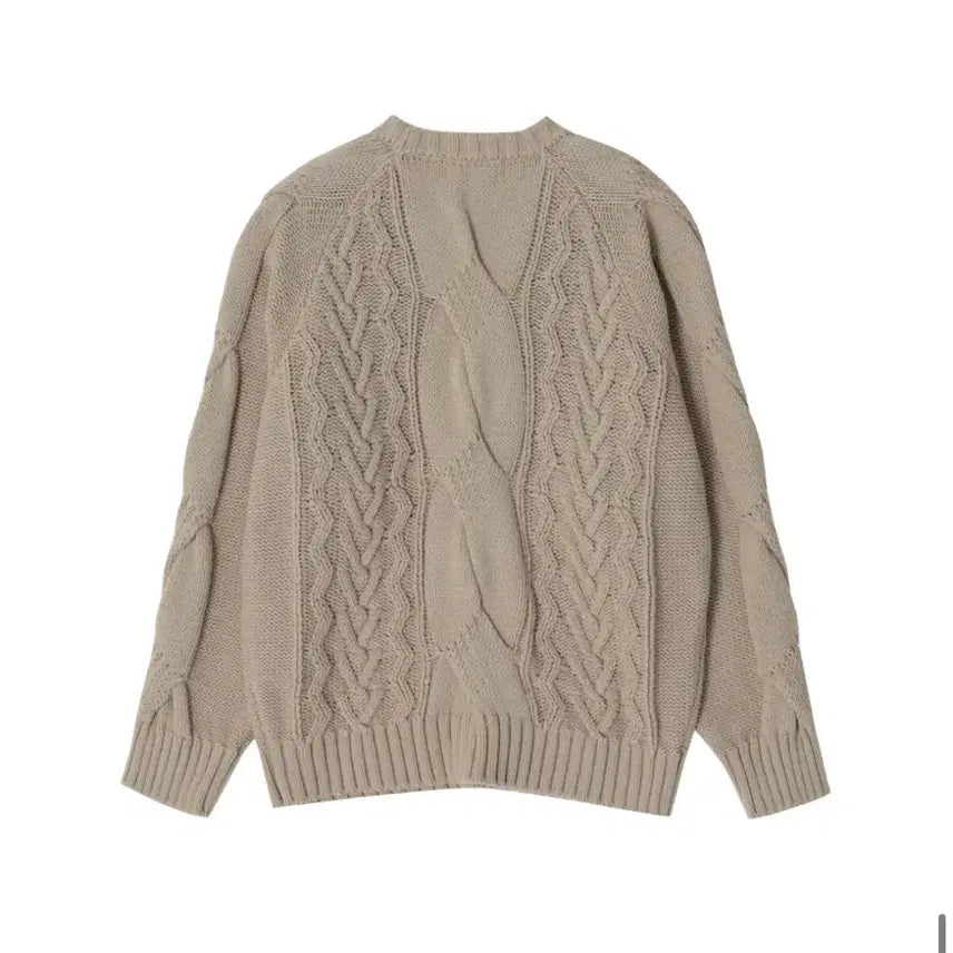 [BUNJANG] Heavy Cable Knit Sweater (Beige) / 헤비 멀티 케이블 스웨터 (베이지)