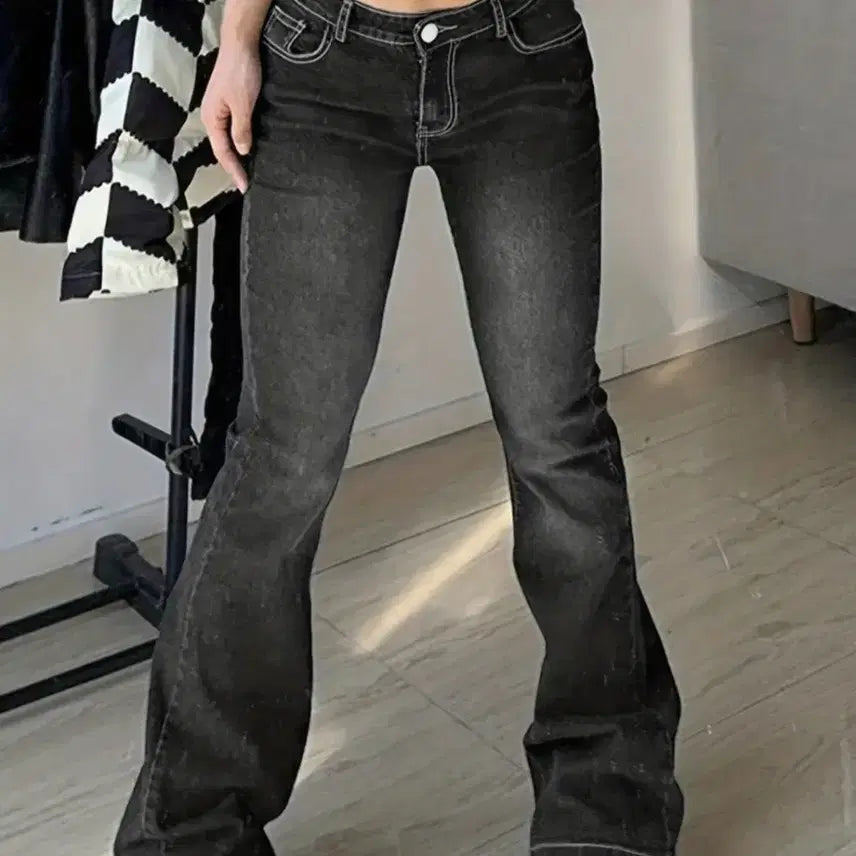 [BUNJANG] Black Bootcut Jeans / 부츠컷 검정 청바지