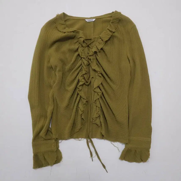 [BUNJANG] Cerric Ruffle Eyelet Shirring Blouse / cerric 세릭 러프 아일렛 셔링 블라우스