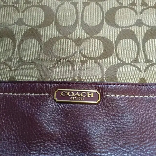 [BUNJANG] Coach Authentic Burgundy Leather Signature Pattern Big Shoulder Bag / 정품 코치가방 정말 싸게 팔아요, 빅백, 숄더백/ 골드 24k 스킨로션