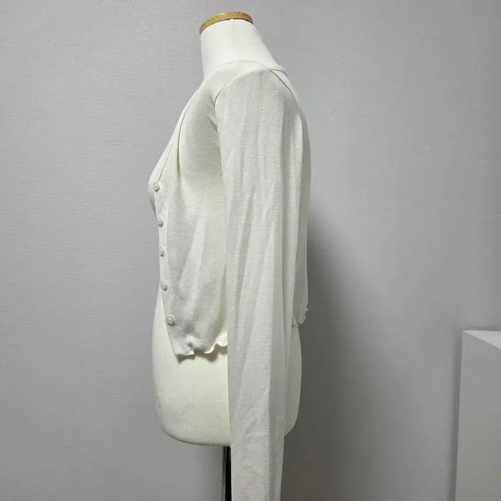 [BUNJANG] White Frill Long Sleeve Cropped Cardigan / 화이트 프릴 긴팔 크롭 가디건