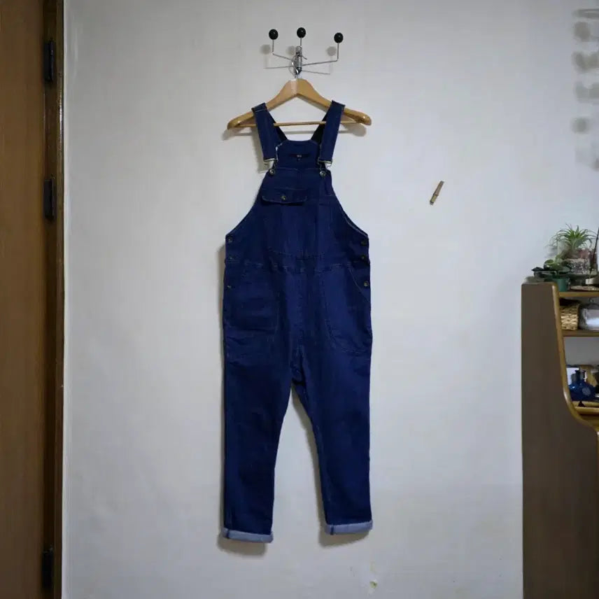 [BUNJANG] Denim Rolled-Up Overalls Jumpsuit / 여성의류 데님 롤업 청 오버롤 멜빵 바지 점프수트