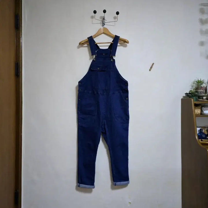 [BUNJANG] Denim Rolled-Up Overalls Jumpsuit / 여성의류 데님 롤업 청 오버롤 멜빵 바지 점프수트