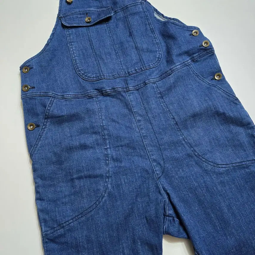 [BUNJANG] Denim Rolled-Up Overalls Jumpsuit / 여성의류 데님 롤업 청 오버롤 멜빵 바지 점프수트