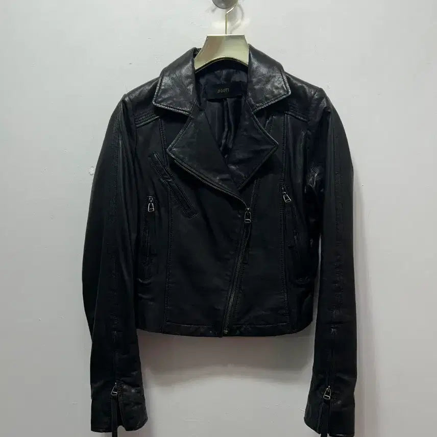 [BUNJANG] JIGOTT Black Leather Rider Lambskin Jacket S / JIGOTT 블랙 가죽 라이더 양가죽자켓 S