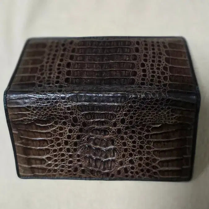 [BUNJANG] Leather Crocodile Bifold Wallet / 악어 가죽 반지갑 브라운