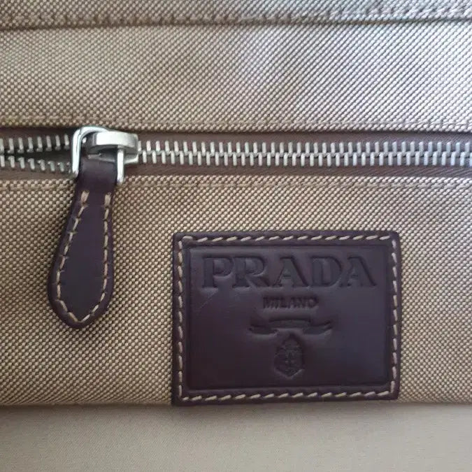 [BUNJANG] PRADA Beige Brown Canvas Tote/Shoulder Bag / PRADA 프라다 정품 베이지 브라운 토트/숄더 백 캔버스 가방
