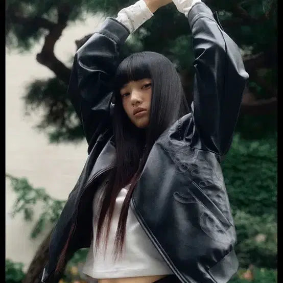[BUNJANG] LATIGEN Kuromi Black Leather Jacket (New) / 라티젠 쿠로미 블랙 레더 자켓 (새제품)