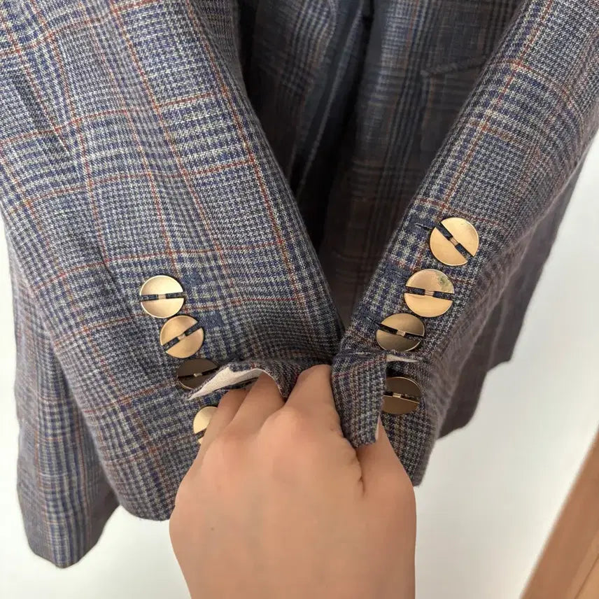 [BUNJANG] TIME Italian Linen Blazer / TIME 타임 79만원대 메인 이태리 린넨 자켓 체크 결혼식 하객룩 출근