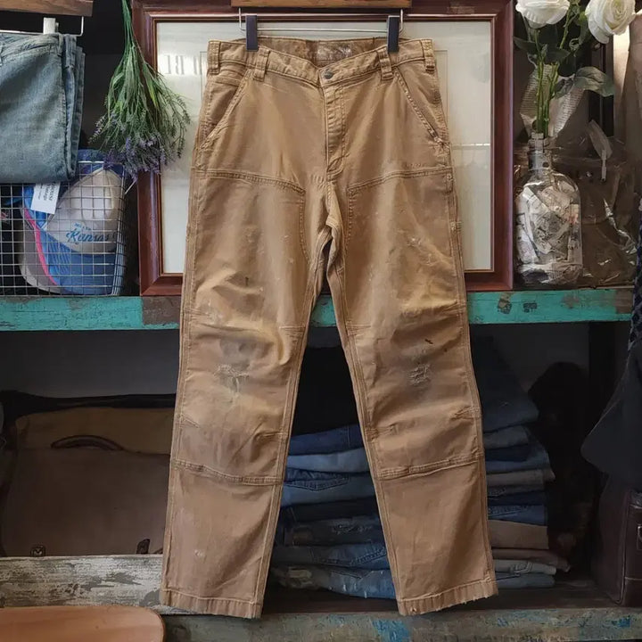 [BUNJANG] Carhartt WIP Double Knee Painted Work Pants / 칼하트 워크팬츠 더블니 브라운 유틸리티 팬츠 페인팅 34x32