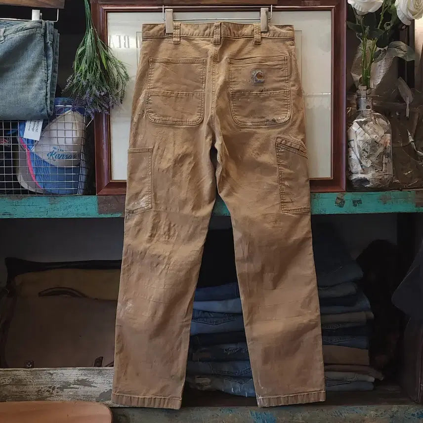 [BUNJANG] Carhartt WIP Double Knee Painted Work Pants / 칼하트 워크팬츠 더블니 브라운 유틸리티 팬츠 페인팅 34x32