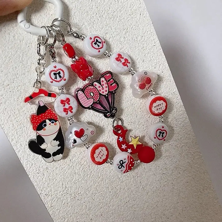 [BUNJANG] Red Cat Pendant Keyring / 레드 냥이 펜던트 키링