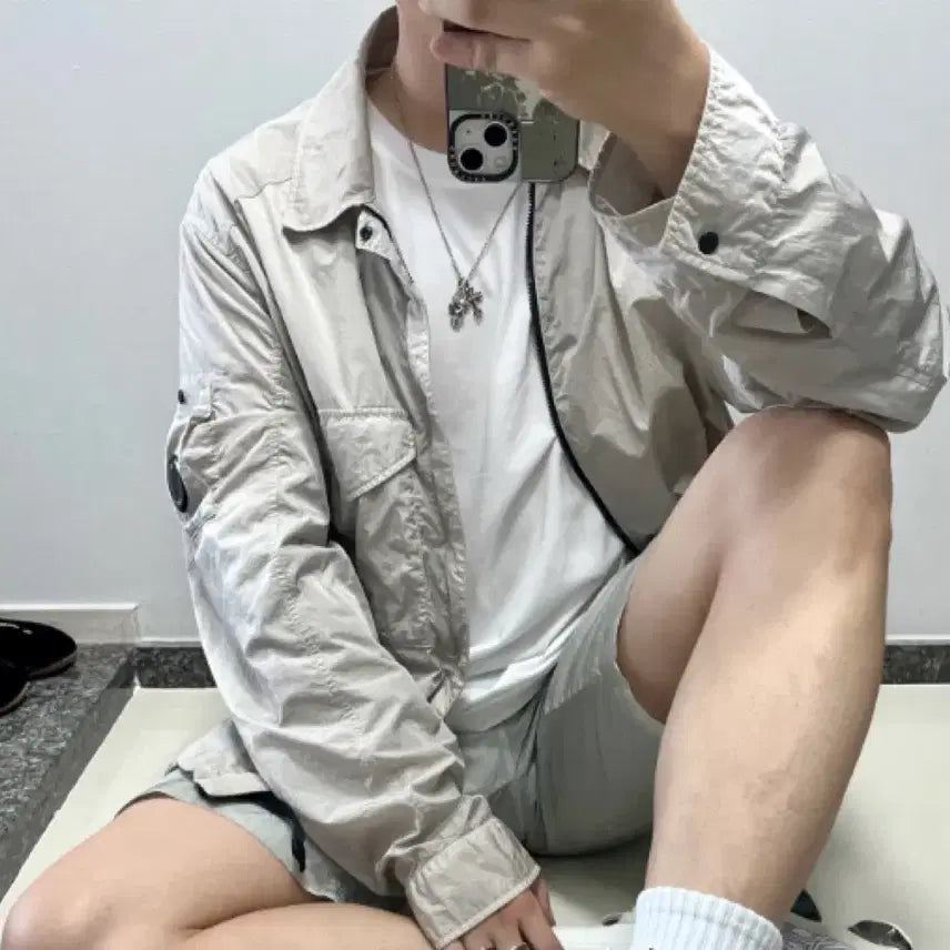 [BUNJANG] CP Company Chrome Overshirt Jacket Pearl Grey / [XXXL] [3XL] CP컴퍼니 씨피컴퍼니 크롬 오버셔츠 자켓 펄그레이