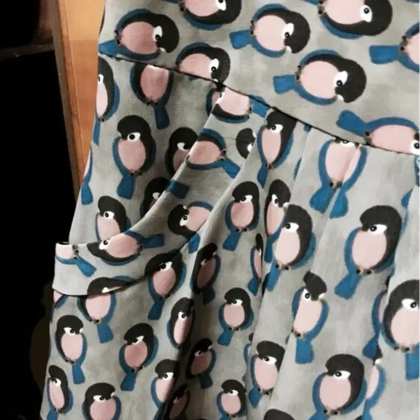 [BUNJANG] Owl Pattern Flare Pleated Volume Skirt - New / 귀여운 부엉이 패턴 플레어 플리츠 볼륨 스커트 새제품