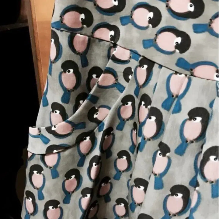 [BUNJANG] Owl Pattern Flare Pleated Volume Skirt - New / 귀여운 부엉이 패턴 플레어 플리츠 볼륨 스커트 새제품