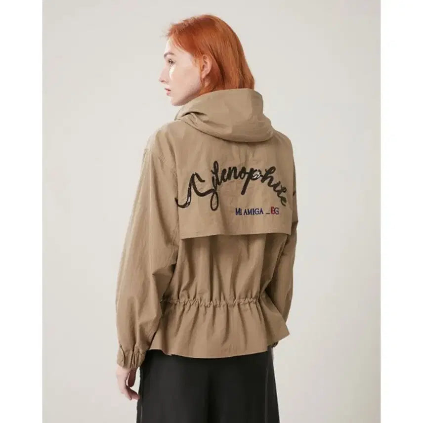 [BUNJANG] Egoist Spangle Lettering Short Field Jacket / 에고이스트 20년 바스락 스팽글 레터링 숏 야상 점퍼 스트링 벌룬 자켓