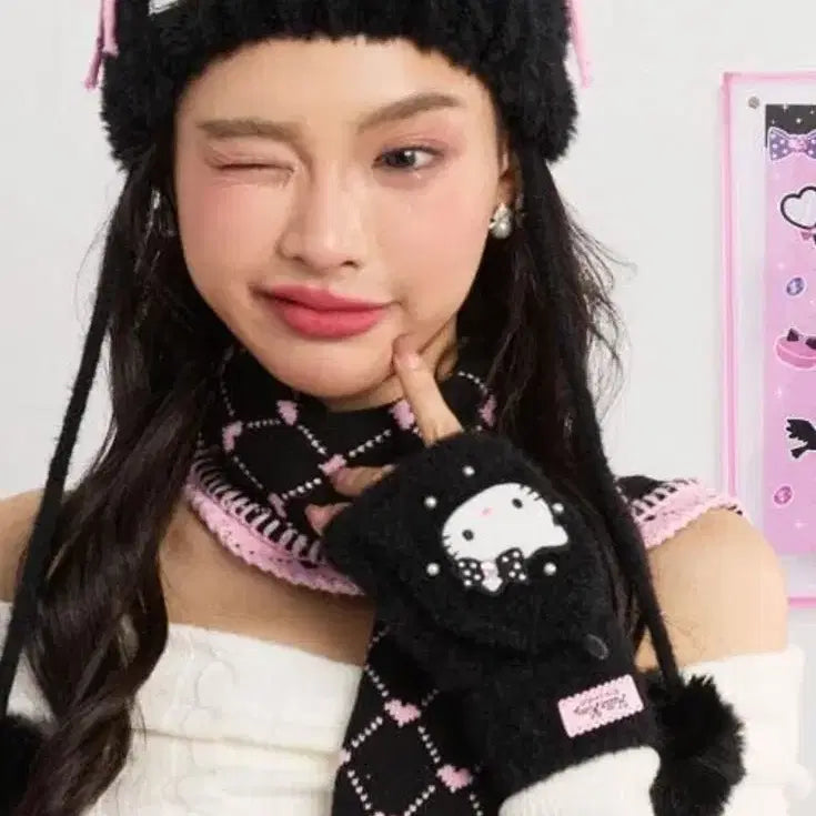 [BUNJANG] Miniso Hello Kitty Convertible Gloves / 상하이 미니소 헬로키티 장갑