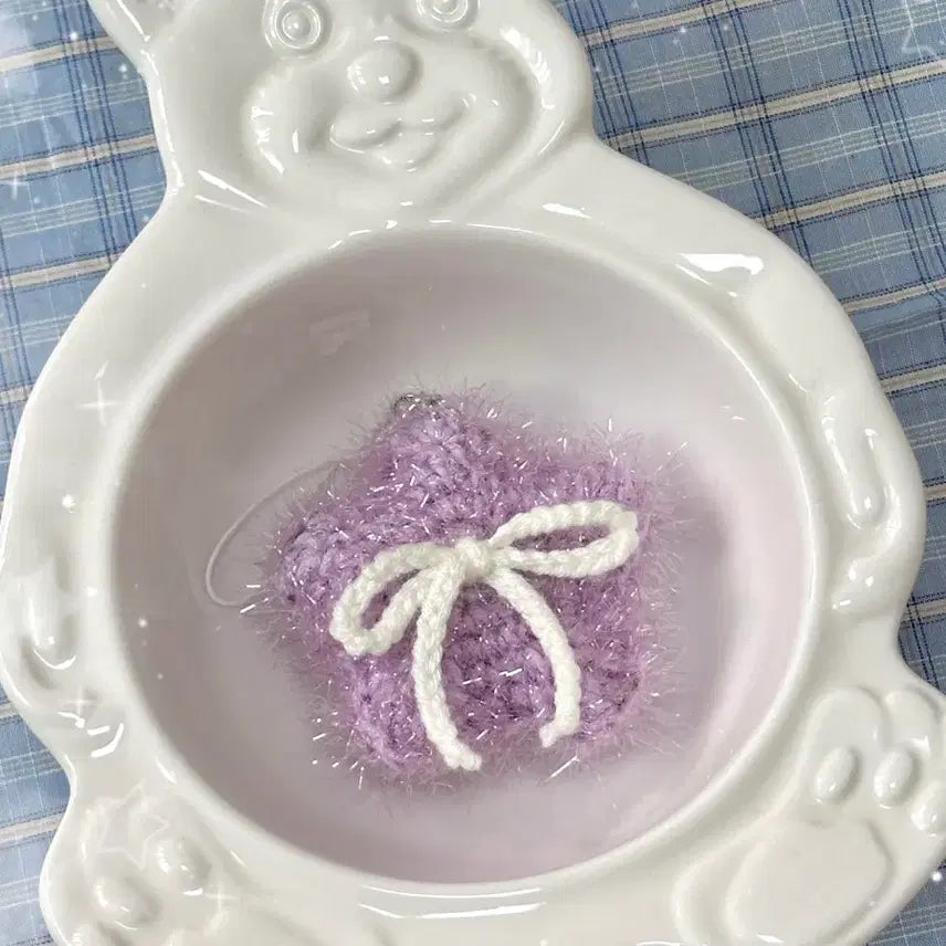 [BUNJANG] Handmade Crochet Star Keyring / 핸드메이드 뜨개 리본 별 키링
