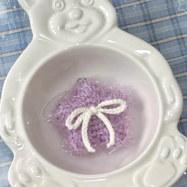 [BUNJANG] Handmade Crochet Star Keyring / 핸드메이드 뜨개 리본 별 키링