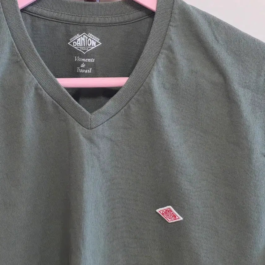 [BUNJANG] Authentic DANTON V-Neck Short Sleeve T-Shirt Olive / 정품 단톤 V넥 반팔 티셔츠 올리브