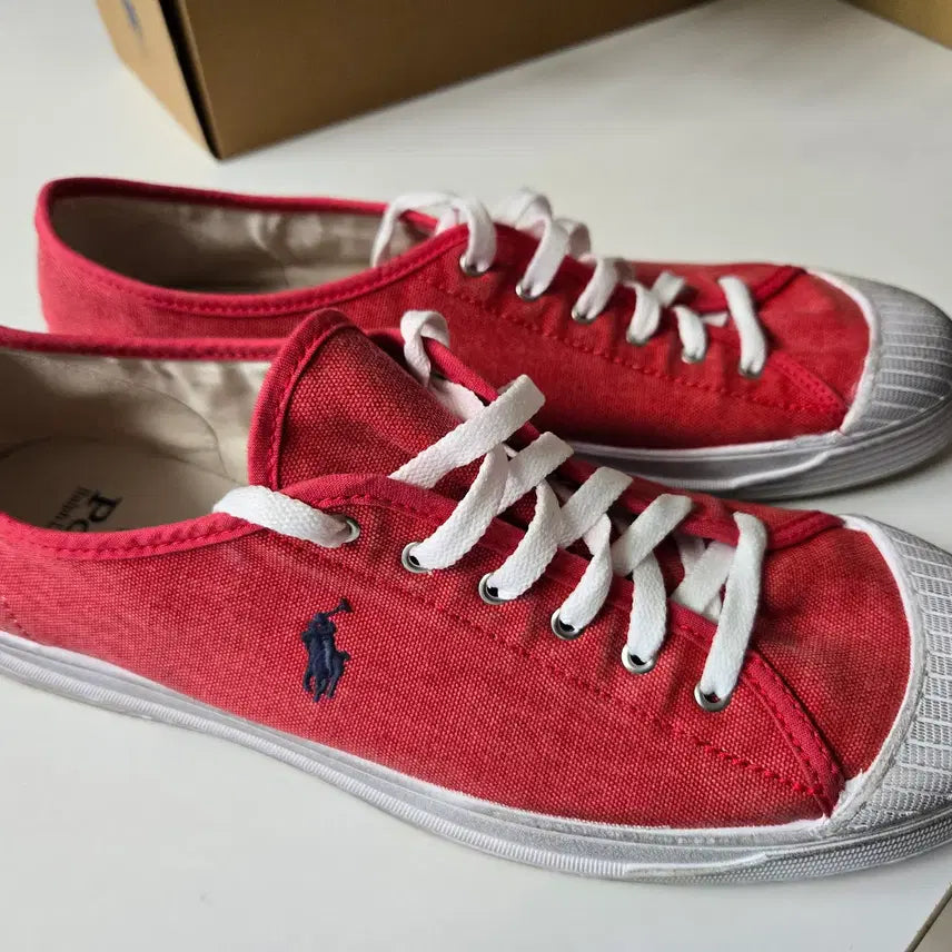 [BUNJANG] Polo Ralph Lauren 100 Canvas Cap Toe Sneakers Red / 폴로 에센스 100 캔버스 캡토 스니커즈 레드