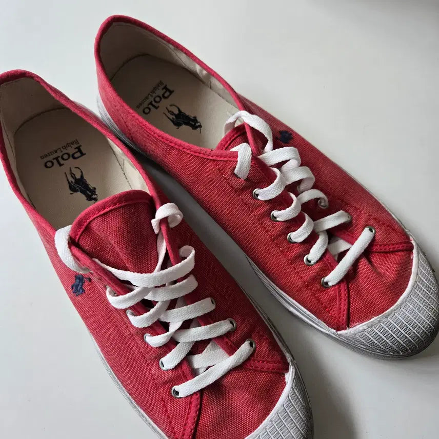 [BUNJANG] Polo Ralph Lauren 100 Canvas Cap Toe Sneakers Red / 폴로 에센스 100 캔버스 캡토 스니커즈 레드