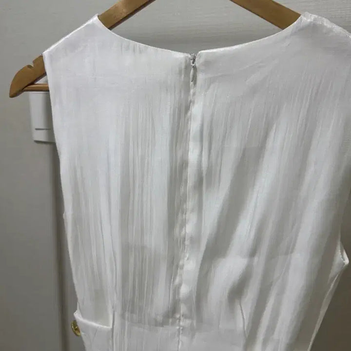 [BUNJANG] Satin White A-Line Long Dress / 새상품 샤틴 화이트 A라인 롱 원피스 민소매
