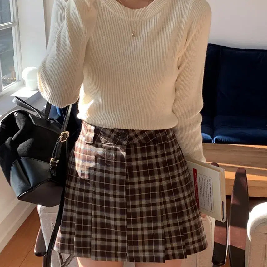 [BUNJANG] Checkered Pleated Mini Skirt / 체크 플리츠 미니스커트 S