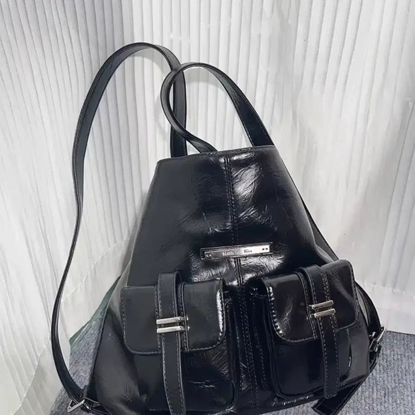 [BUNJANG] Matinkim Buckle Backpack / 블랙 버클 백팩 가방 마뗑킴