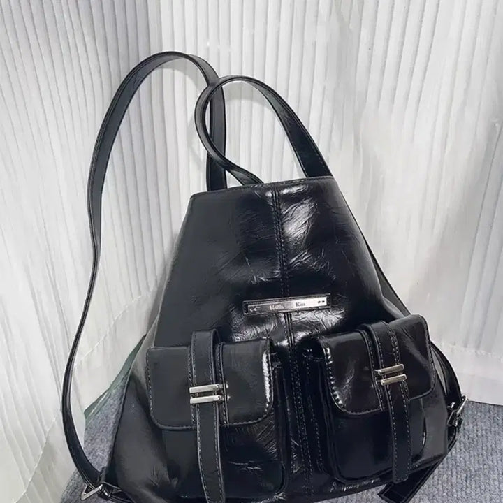 [BUNJANG] Matinkim Buckle Backpack / 블랙 버클 백팩 가방 마뗑킴