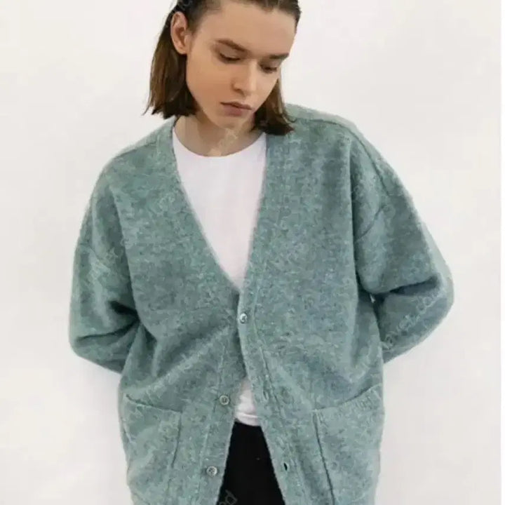 [BUNJANG] In Tempo Mood Button Front Wit Boucle Cardigan - Mint / 인템포무드 버튼 프런트 위트 부클 카디건_민트