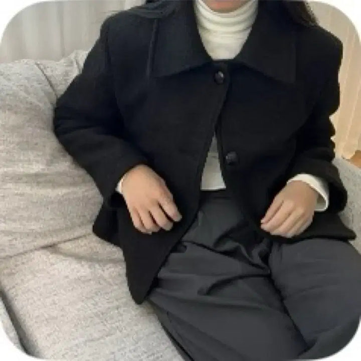 [BUNJANG] Black Short Fleece Jacket / 뽀글이 숏 자켓