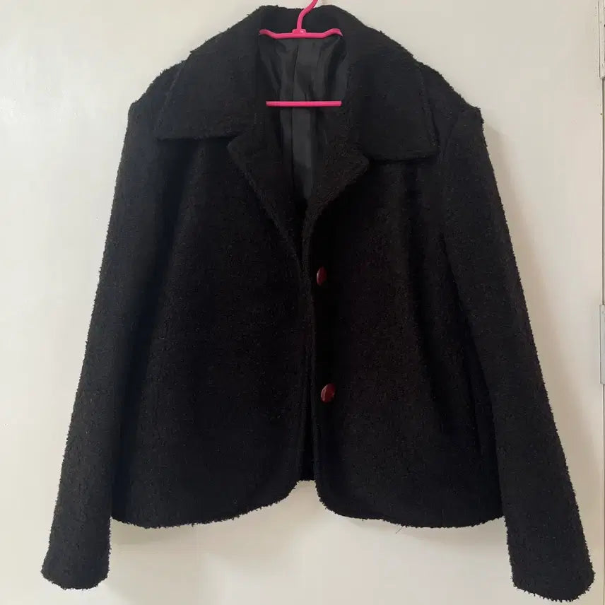 [BUNJANG] Black Short Fleece Jacket / 뽀글이 숏 자켓