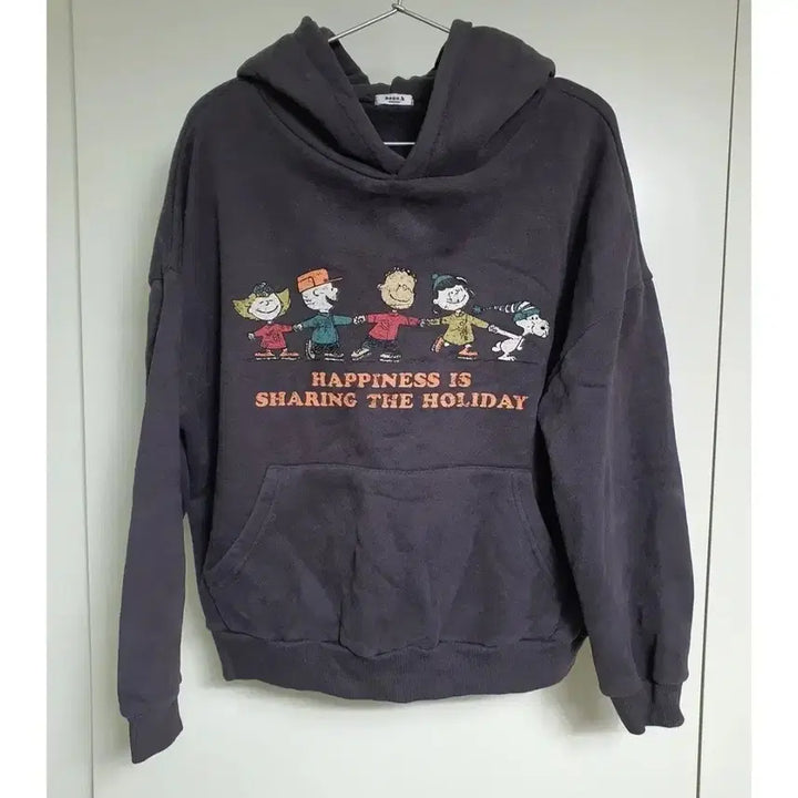 [BUNJANG] Snoopy Printing Hooded Sweatshirt Charcoal / SNOOPY 스누피 프린팅 후드티 차콜