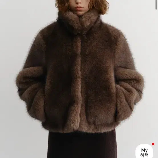 [BUNJANG] Dunst Cropped Fur Jacket Brown / 던스트 크롭 퍼 자켓 브라운