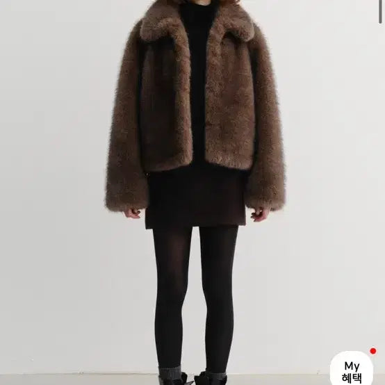 [BUNJANG] Dunst Cropped Fur Jacket Brown / 던스트 크롭 퍼 자켓 브라운
