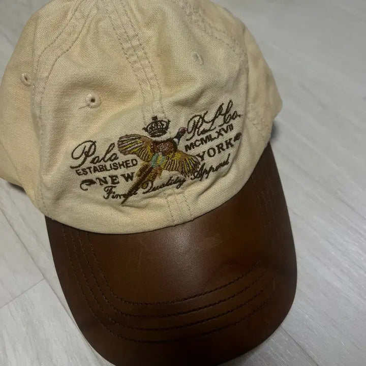 [BUNJANG] Polo Ralph Lauren Leather Beige Ball Cap / 레어 빈티지 폴로 랄프로렌 가죽 베이지 볼캡
