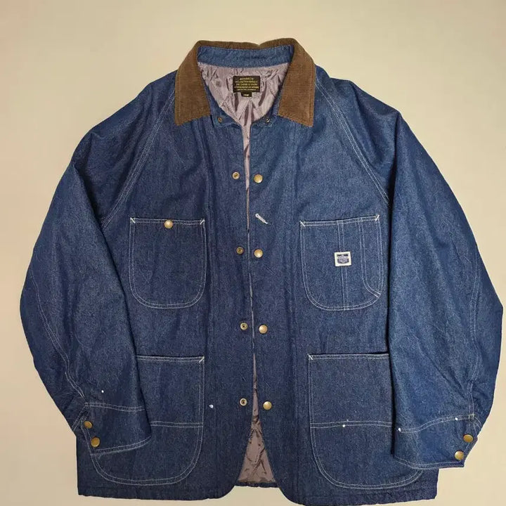 [BUNJANG] BONOUE Denim Coverall Jacket Corduroy Collar / 본로우 데님 커버올 자켓 코듀로이 카라