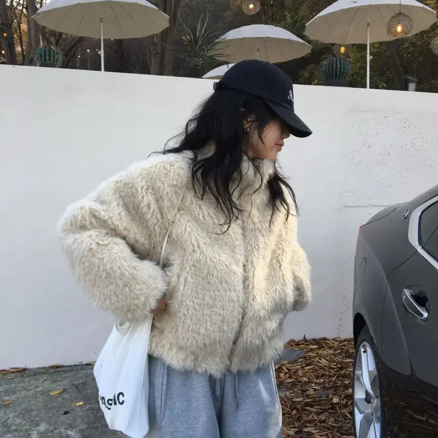[BUNJANG] Meaning Out Faux Fur Jacket Ivory / 미닝아웃 퍼 자켓  / 아이보리 [새상품]