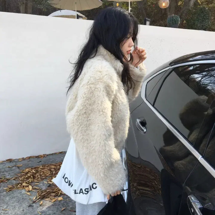 [BUNJANG] Meaning Out Faux Fur Jacket Ivory / 미닝아웃 퍼 자켓  / 아이보리 [새상품]